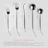 Homelux Theory 18/10 Stainless Steel Silverware Set, 4 Cutlery Set of 5pc Heavy Duty Spoons & Forks Set, Stainless Steel Kitchen Utensils, Adaline Royal Modern Utensils & Contemporary Flatware Set