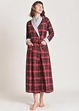 Latuza Women's Plaid Flannel Robe Long Cotton Bathrobe 2X Christmas Plaid