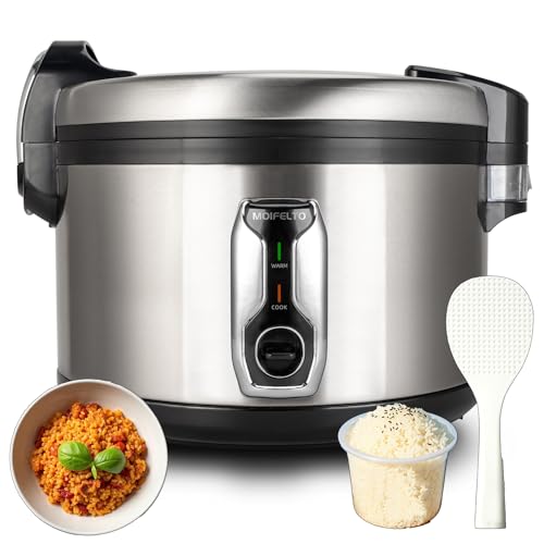 MOIFELTO 16.8QT Commercial rice cooker 90 cups cooked Large Stainless Steel rice Commercial for 65-75 people 1350W Electiric Rice Warmer, with One-Touch Operation | Auto Keep Warm| Non-Stick Inner Pot