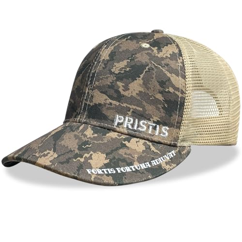 Pristis Bass Fishing Baseball Cap, Original Ball Cap with Cotton Fabric Breathable Ventilated Mesh, UV Protection Adjustable Classic Trucker Low Profile Bass Pro Fish Hat for Men Women Outdoor
