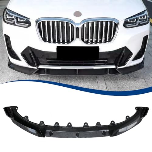 XPHAZZ Carbon Fiber Pattern Front Lip Compatible with 2022-2024 BMW X3 G01 X4 G02 LCI M-Sport Model ABS Gloss Black Bumper Air Splitter