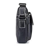 KPYWZER Genuine Leather Shoulder Bag Small Men Messenger Pack Handbag Sling Crossbody Bag Man Purse for Business Work Everyday Outdoor Travel Black