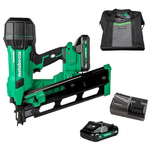 Metabo HPT 18V MultiVolt Cordless 21° Framing Nailer Kit, 3-1/2" Plastic Strip Framing Cordless Nailer, Power Tool with 4.0Ah Lithium Ion Battery, Drives 2" to 3-1/2" Nails, NR1890DRA