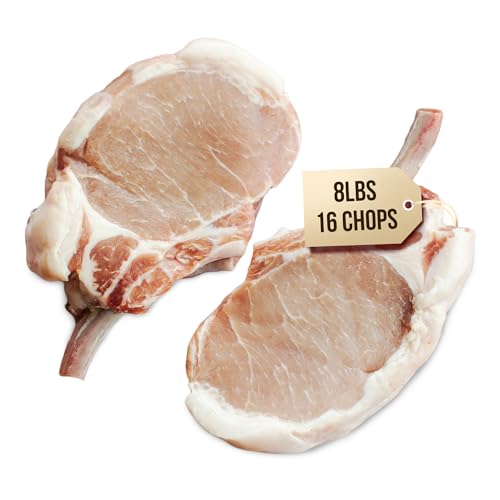 Vincent's Meat Market Berkshire Pork Chops - Elevate Your Culinary Experience with Premium Heritage-Breed Cuts - Juicy, Flavorful, and Tender - Ideal for Grilling, Roasting, or Pan-Searing - 8 lbs (16 chops)