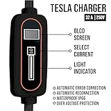 Tesla Mobile Charger 32A / 24A / 16A / 8A, up to 30 mi/h with 5 Head NEMA, Scheduled Charging, J1772 Adapter Portable EV Fast NACS Station Connector Model 3 Y S X by Elecktrik (32A Interchangeable)