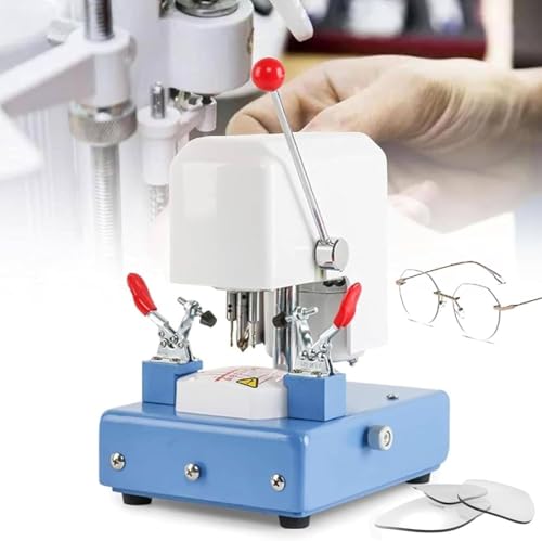 Vdniduir Optical Eyeglasses Lens Drilling Groove Cutting Machine, Lens Punching Machine,with Transparent Scale/Removable Base
