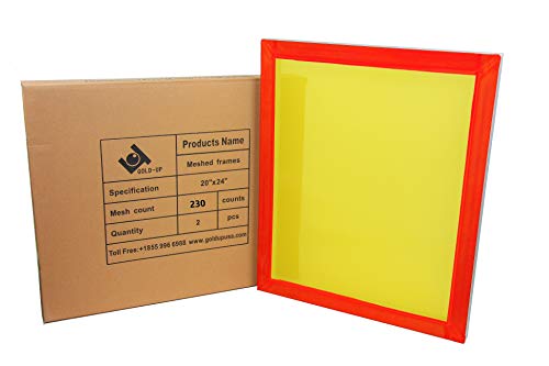 20 x 24 Inch Pre-Stretched Aluminum Silk Screen Printing Frames with 230 Yellow Mesh (2 Pack Screens)