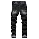 QIMYUM Mens Ripped Jeans, Distressed Destroyed Slim Fit Straight Leg Denim Pants (30, Black702)