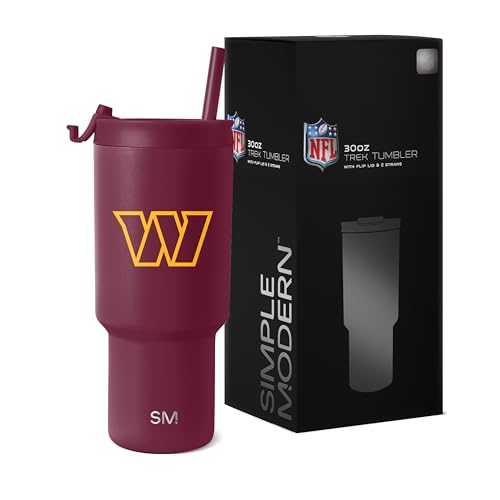 Simple Modern Officially Licensed NFL Washington Commanders 30oz Tumbler with Flip Lid and Straws | Insulated Cup Stainless Steel | Gifts for Men Women | Trek Collection | Washington Commanders