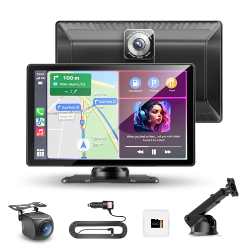 Carpeer Portable Wireless Carplay Screen for Car, 9" Car Play Touchscreen Supports 4K Dash Cam & 1080P Backup Camera, Carplay, Android Auto,Mirror Link,GPS Navigation, Voice Control (9inch)