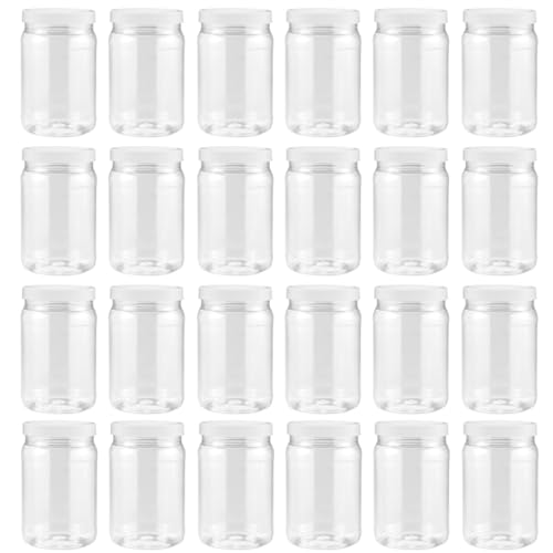 SMART SOLUTIONS Clear Plastic Mason Jars (18 oz 24 pack) | With Screw-On Airtight Lids | Refillable | No BPA | Perfect for Crafts, Herbs, Slime, Food & Liquids | Made in USA