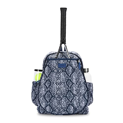 Ame & Lulu Game On Tennis Backpack - Contains Padded & Adjustable Straps - Two Exterior Water Bottle Pockets - Navy Snakeskin - 1 Count