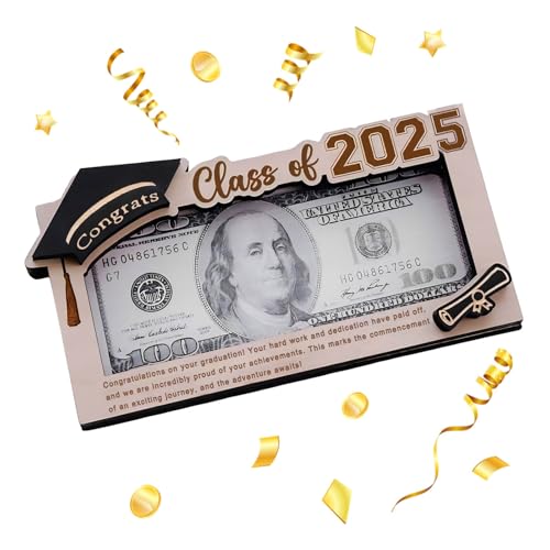 Graduation Gifts 2025 Money Holder, Wooden Graduation Money Cash Envelope Box for Class of 2025 Senior College University Graduates