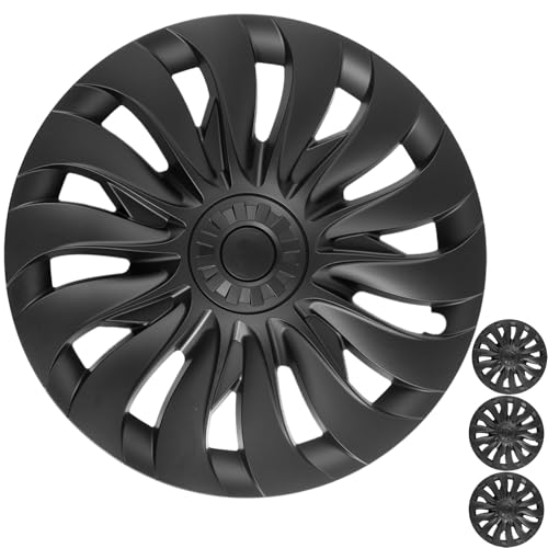 2026 Wheel Cover Compatible with Tesla Model 3 Highland 2025 18 Inch Wheels, Symmetrical Design, Matte Black Hubcap Replacement for Model 3 Accessories 2024