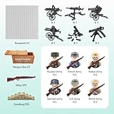 CEREECOO Mini WW2 Army Men Figures Pack, World War 2 Military Soldier Figures Building Set with Weapons Baseplates