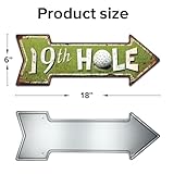 19th Hole Novelty Metal Arrow Sign, Funny Sports Man Cave Bar Street Sign 18" x 6", Golf Theme Home Decor