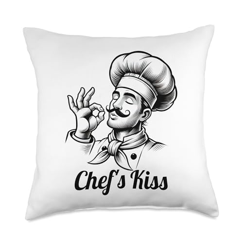 Retro Chef's Kiss Meme Delicious Perfect Vintage Cook Adults Throw Pillow