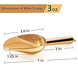 TeamFar Mini Scoop Set of 4, 3 Oz Small Canister Jar Gold Candy Utility Scoops Stainless Steel for Kitchen Scooping, Healthy & Dishwasher Safe