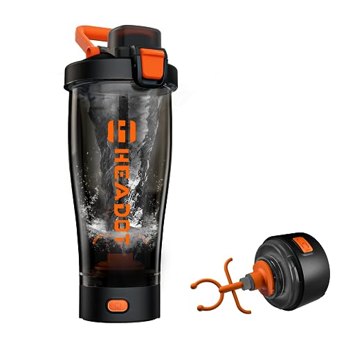 HeaDot Electric Protein Shaker Bottle, Blender Bottles for Protein Mixes, 24 Oz Echargeable Type-C Shaker Cup, Made with Tritan, BPA Free Shakers for Protein Shakes(Orange)