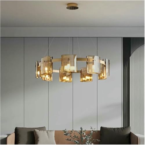 LMAPLUMP Pendant Lamp Chandelier Light Fixture Scandinavian Led Crystal Chandelier Gold Black Compatible with Bedroom Living Room Hall Pendant Lamp Home Decor Interior Lighting Fixture(D80cm Amber)