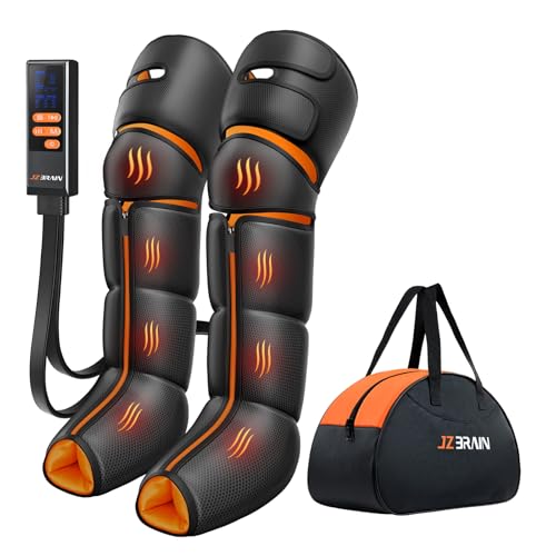 JZBRAIN Leg Massager with Heat and Compression : Sequential Compression Boots with 6 Modes, 9 Intensity and 3 Heat – Leg Massager for Circulation and Pain Relief - Gifts for Him Her, FSA HSA Eligible
