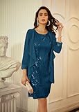 GRACE KARIN Sequin Dress Dating Classy Dress Feminine Cozy Peacock Blue L