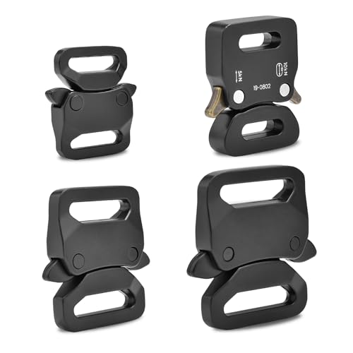 8 Pack Paracord Buckles for Bracelet,1/2, 5/8, 3/4, 1 Inch Metal Buckle Paracord Clasp Pet Collar Hardware Tactical Backpack Clips Parachute 550 Clip(Black)