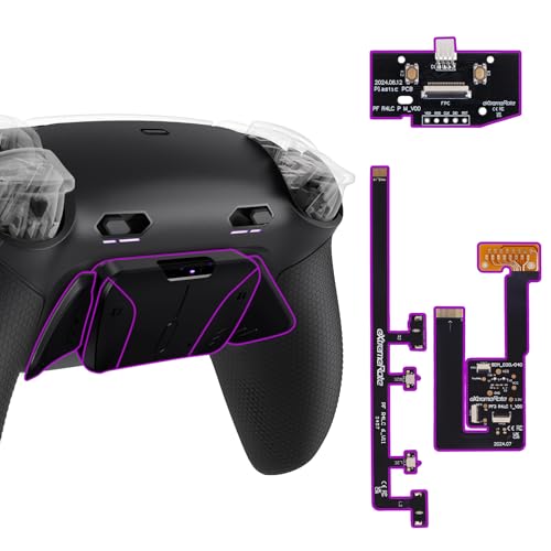 eXtremeRate RISE4 Plus MAX Back Paddles Kit with Clicky Trigger Stops & Rubberized Grip for PS5 Controller BDM-030 040 050, Remappable Back Buttons Kit for PS5 Controller - Black - NO Controller
