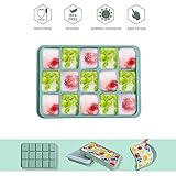 Ice Cube Trays Set of 2, Easy Release 15 Flexible Silicone Ice Cube Molds with Removable Lid Reusable Freezer Ice Trays Stackable for Whiskey, Baby Food, BPA Free (BAMBOO GREEN)