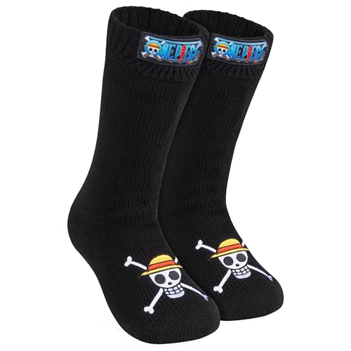 One Piece Fluffy Socks for Teenagers Soft and Warm Slipper Socks with Sherpa Lining One Size 4-8 Anime Gifts for Him