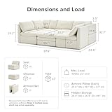 mopio Convertible Sleeper Sofa Bed with Fully Removable Covers and Storage, Oversized Modular Sleeper Sectional Couch, Modern Cloud Couch for Living Room with Ottoman, 6 to 12 Seats, Off White Fabric