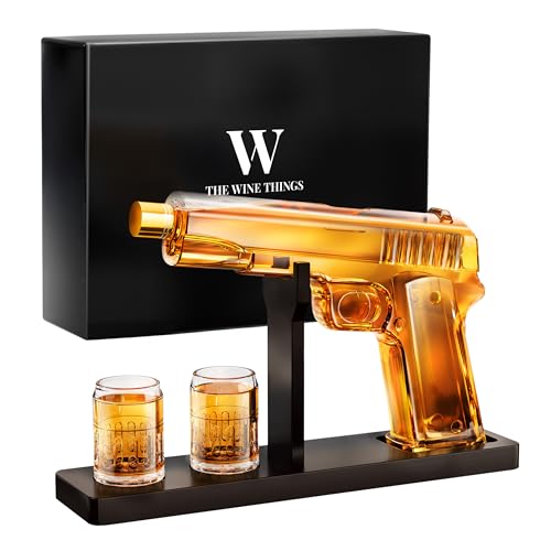 Gifts for Men Dad, Whiskey Decanter Set with 2 Glasses, Unique Gift for fathers day, Husband, Boyfriend, Brother, Anniversary Memorial Day Birthday Gift Ideas, Cool Drinking Accessories for Home Bar