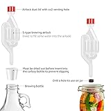 Dbgogo S-Shape Brewing Airlock Kit, 5 Pack Homebrew Airlocks for Fermenting with Airlock Grommets, Carboy Stoppers, CO2 Venting Hole Dust Caps & 2 Brewing Aquarium Thermometer Stickers