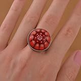 Shop LC Red Color Murano Style Glass Stainless Steel Cocktail Ring for Women Jewelry Size 8 Birthday Gifts