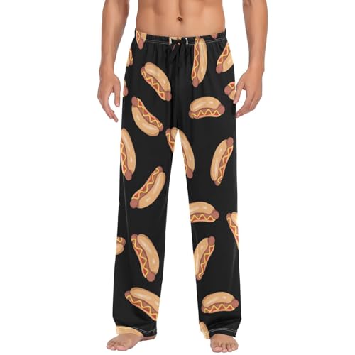XUWU Hot Dog Sausage Print Men's Pajama Bottoms Lounge Pants Soft Comfy Long Pj Pant Sleepwear with Pockets XL