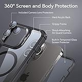 ESR for iPhone 14 Pro Max Case with Stand, Compatible with MagSafe, Full-Body Military-Grade Drop Proof Case with Built-in 9H+ Tempered Glass Screen Protector, Armor Series, Clear Black