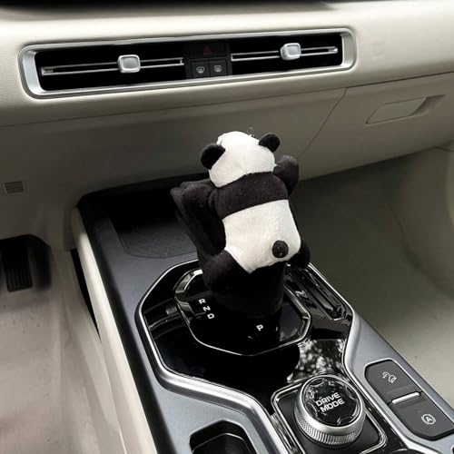 Loizziuy Panda Gear Shift Cartoon Cute Car Handbrake Panda Gear Shift & Steering Wheel Cover Accessories Car Accessories (Panda)
