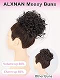 ALXNAN Messy Hair Bun Hair Piece for Women Elastic Drawstring Loose Wave Curly Buns Short Dark Brown Synthetic Ponytail Extension Hair Bun Extensions Thick Updo Hairpieces for Women Daily Use.