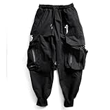 Niepce Inc Men's Japanese Streetwear Techwear Cargo Pants (Medium) Black