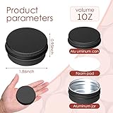 30 Pack 1 Ounce Aluminum Tin Cans, 30 ml Aluminum Screw Lid Round Tin Container Bottle, for Lip Balm, Eye Shadow, Creams, Black.