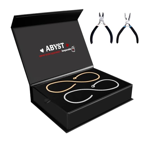 ABYST Permanent Bracelet Kit for Couples - DIY Sterling Forever Bracelets Making Set with 925 Silver & Gold Plated Chains - Romantic Infinity Jewelry for Anniversary (Gold & Silver)
