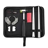 Artilife Jewelry Ring Sizer Tools Including Ring Mandrel Sizer, Rubber Hammer, Solid Metal Stick, Ring Sizer Guage, Polishing Cloth, Polishing Stick, Polished Agate for Jewelry Making with Handbag