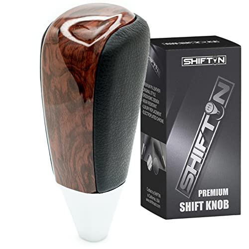 SHIFTIN Leather and Wood Gear Shift Knob for Toyota Land Cruiser 4Runner Sequoia Tundra and Lexus (Black Leather/Burl Wood)