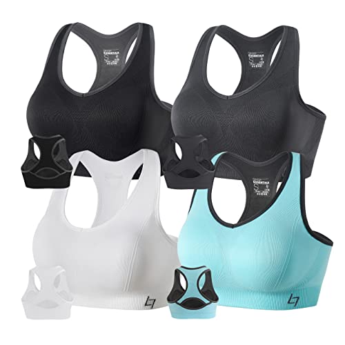 FITTIN Racerback Sports Bras for Women - Padded Seamless High Impact Support for Yoga Gym Workout Fitness M