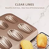 2 Pack Madeleine Pans for Baking, 12 Cavity Heavy Duty Shell Shape Baking Mold Nonstick Cookie Cake Pan for Oven（Gold）