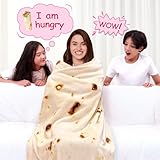 mermaker Burritos Tortilla Throw Blanket 2.0 Double Sided 80 inches for Adult and Kids, Giant Funny Realistic Food Blanket, 285 GSM Novelty Soft Flannel Taco Blanket (Yellow Blanket-Double Sided)