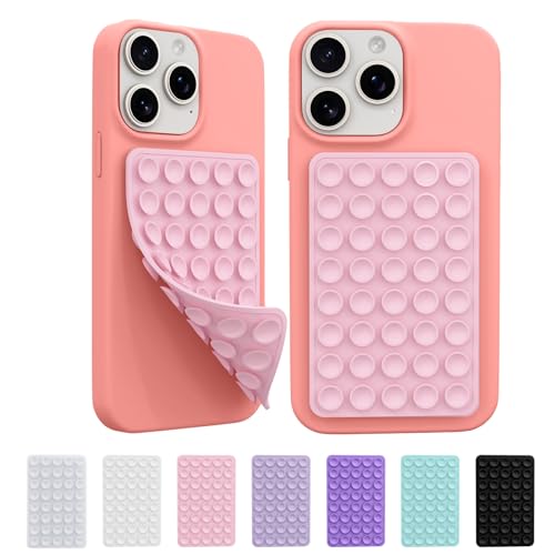 2 Pack Silicone Octo Cup Buddy Sticky Grip Holder for Cellphone, Silicone Suction Cup Phone Case Mount Double Sided, Hands-Free Phone Accessories Strong Grip Holder for Selfie and Video (Light Pink)