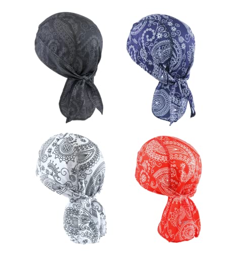 Tough Headwear Skull Caps - Head Wraps for Men - Summer Mens Dreads Do Rag - Cooling Helmet Liners - Hard Hat Liner, Du Rag - Workout, Cycling, Motorcycle Pirate Bandana