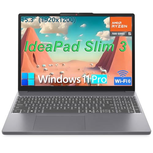 Lenovo IdeaPad Laptop Computer for Home Student Business, AMD Ryzen 5 7535HS (Beat i5-13500H), 15.3" FHD+, 40GB DDR5 RAM, 1TB PCIe SSD, WiFi 6, Bluetooth 5.3, HDMI, Luna Grey, Windows 11 Pro, Wendbo