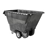 Rubbermaid Commercial Products Tilt Dump Truck/Trash Cart/Garbage Collection, 1250 lbs 1 Cubic Yard Heavy Load Capacity with Wheels, Trash Recycling Cart, Black, Office/Warehouse